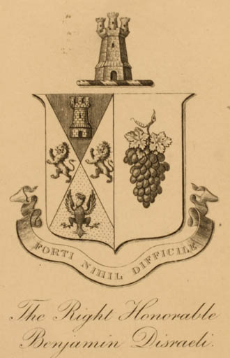 Exlibris by ? ? from Great Britain for Benjamin Disraeli - Heraldry Historical Person 