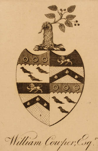 Exlibris by ? ? from Great Britain for Esqr William Cowper - Heraldry 