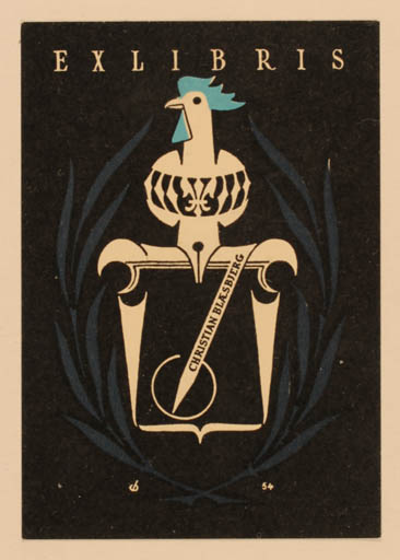 Exlibris by Christian Blæsbjerg from Denmark for Christian Blæsbjerg - Heraldry 