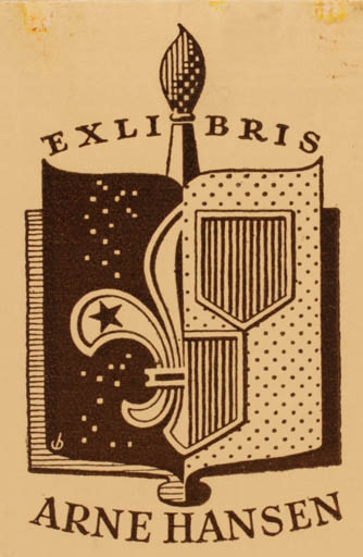 Exlibris by Christian Blæsbjerg from Denmark for Arne Hansen - Heraldry 