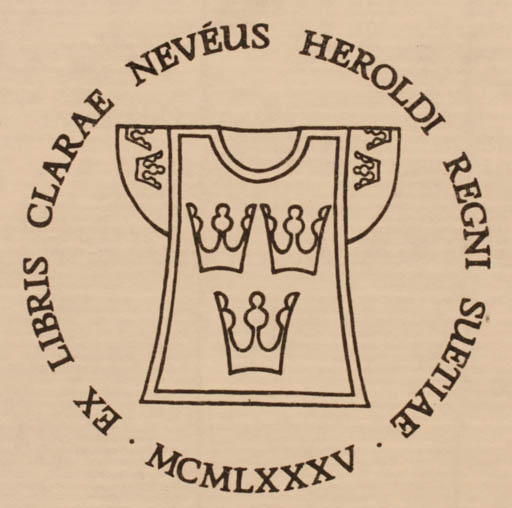 Exlibris by Zdenko G. Alexy from Czechoslovakia for Clarae Nevéus - Heraldry 