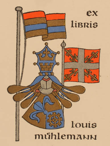 Exlibris by Zdenko G. Alexy from Czechoslovakia for Louis Mühlemann - Heraldry 