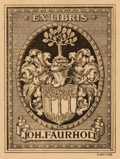 Exlibris by Friedrich Britze from Denmark for Joh Faurholt - Heraldry 