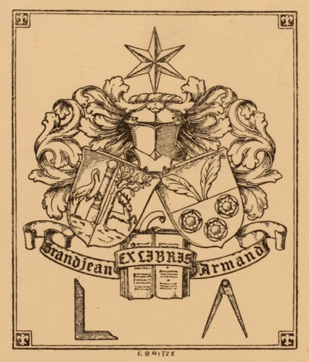 Exlibris by Friedrich Britze from Denmark for Grandjean Armand - Heraldry 