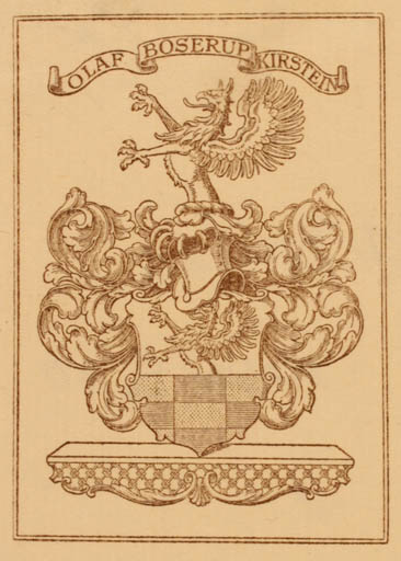 Exlibris by Friedrich Britze from Denmark for Olaf Boserup Kirstein - Heraldry 