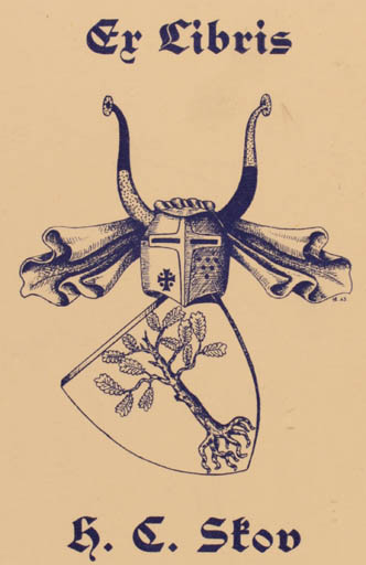 Exlibris by E.O.A. Hedegaard from Denmark for H.E. Skov - Heraldry 