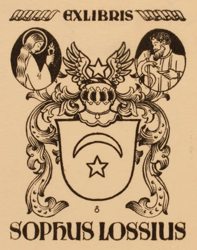 Exlibris by Albert Jaern from Norway for Sophus Lossius - Heraldry 