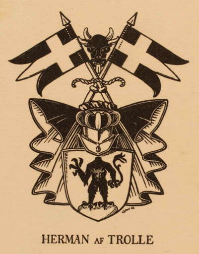 Exlibris by Gustaf von Numers from Finland for ? Herman af Trolle - Heraldry 