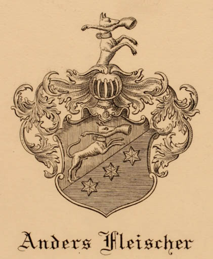 Exlibris by ? ? from Unknown for Anders Fleischer - Heraldry 