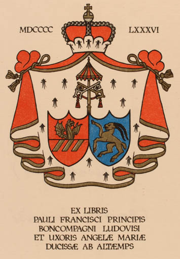 Exlibris by Zdenko G. Alexy from Czechoslovakia for Boncompagni Ludovisi - Heraldry 