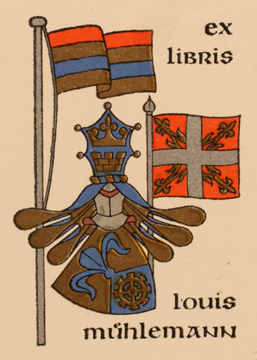 Exlibris by Zdenko G. Alexy from Czechoslovakia for Louis Mühlemann - Heraldry 