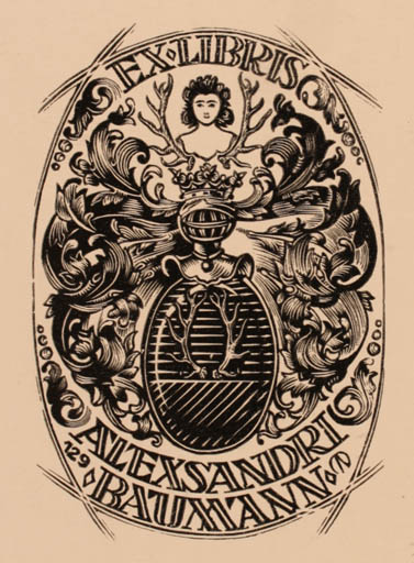 Exlibris by Arpad Daniel Nagy from Hungary for Alexsandri Baumann - Heraldry 