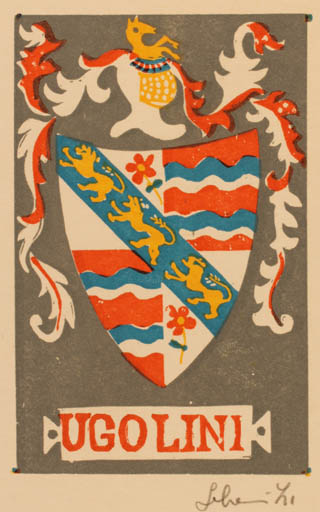 Exlibris by Maria Elisa Leboroni from Italy for Ugo Lini - Heraldry 