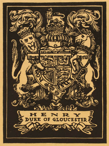 Exlibris by Adrian Feint from Great Britain for Henry Duke of Gloucester - Heraldry Historical Person Regent/royalty 