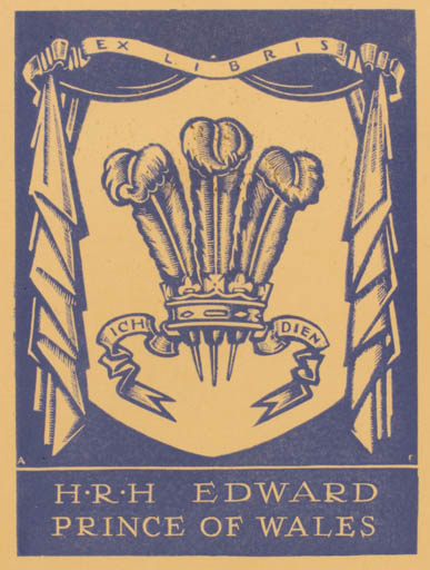 Exlibris by Adrian Feint from Great Britain for ? H.R.H. Edward Albert - Heraldry Regent/royalty 