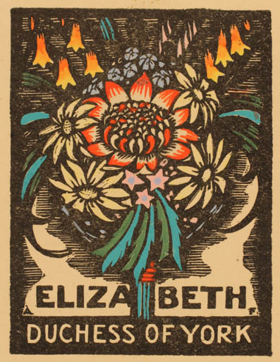 Exlibris by Adrian Feint from Great Britain for Alexandra Mary Elizabeth - Flower Flora Regent/royalty 