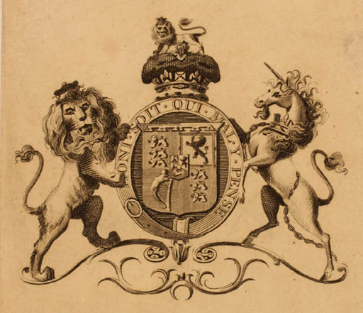 Exlibris by ? ? from Great Britain for ? King George IV of England - Heraldry Regent/royalty 