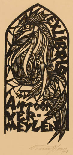 Exlibris by Väino Tönisson from Estonia for Antoon Vermeylen - Bird 