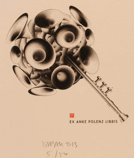 Exlibris by Krzysztof Marek Bak from Poland for Anke Polenz - Music 