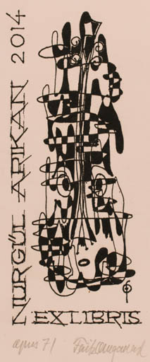 Exlibris by Fritz Overgaard from Denmark for Nurgül Arikan - Music 