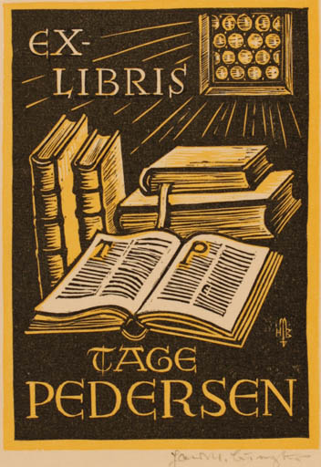 Exlibris by Hans Michael Bungter from Germany for Tage Brandt-Pedersen - Book 