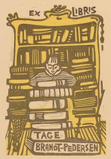 Exlibris by Maria Elisa Leboroni from Italy for Tage Brandt-Pedersen - Book Man 