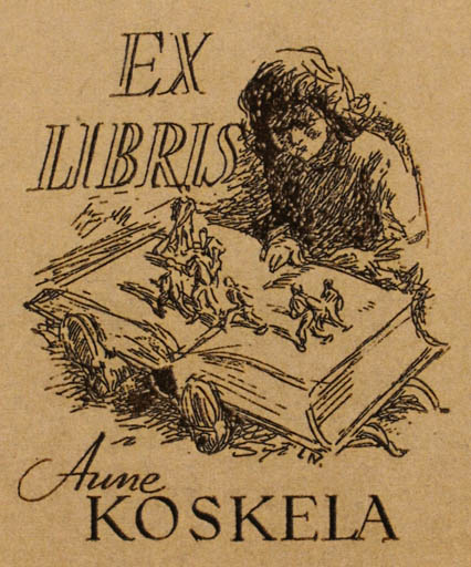 Exlibris by Leo Nousiainen from Finland for Aune Koskela - Book Woman 