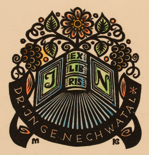 Exlibris by M. Bauer-Klimbacher from Germany for Dr. Inge Nechwatal - Book Ornament 