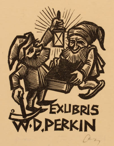 Exlibris by Herbert S. Ott from Germany for W. D. Perkin - Book Man 