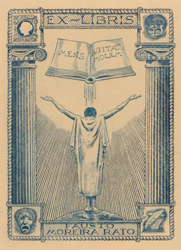 Exlibris by Julio Fernandez Saez from Spain for Moreira Rato - Book Man 