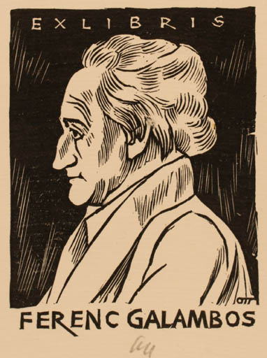 Exlibris by Herbert S. Ott from Germany for Galambos Ferenc - Literature Portrait 