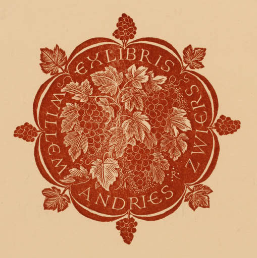 Exlibris by Pam Georg Rueter from Netherland for Willem Andries Zwiers - Wine 