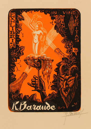 Exlibris by Rene Barande from France for Rene Barande - Wine 