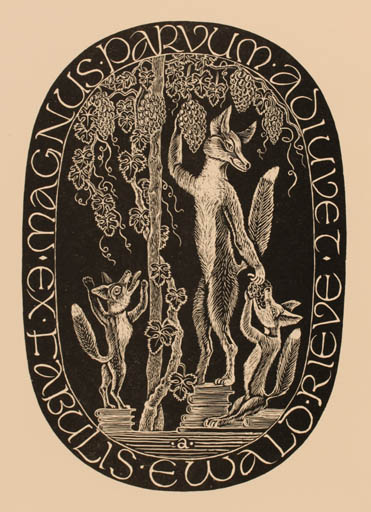 Exlibris by Helmut Arndt from Germany for Evald Rieve - Fauna Wine 