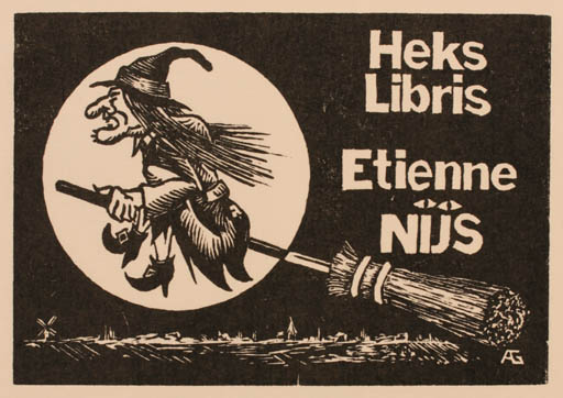 Exlibris by Gui Aertsen from Belgium for Etienne Nijs - Fairytale/fable 