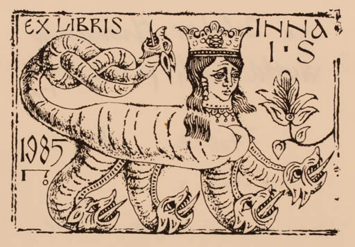 Exlibris by W. N. Chishnjak from Russia for ? Ishtar-Innana - Fable Animal 