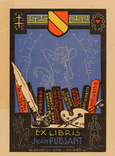 Exlibris by Charles Favet from France for Jean Puissant - Book 