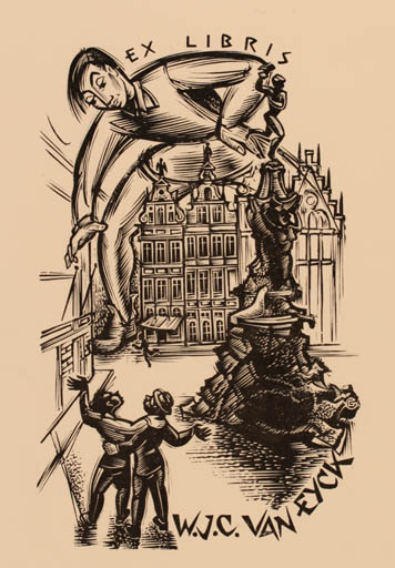 Exlibris by Gerard Gaudaen from Belgium for W. J. C. Van Eyck - City Man 