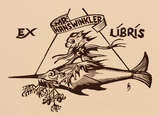 Exlibris by Hans Hauke from Austria for Mr. Hans Winkler - Fish 