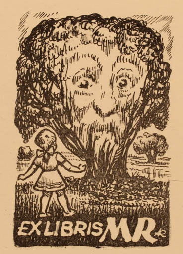 Exlibris by Jenö Kertes-Kollmann from Hungary for Margaret Ritoòk - Child Fairytale/fable Tree 