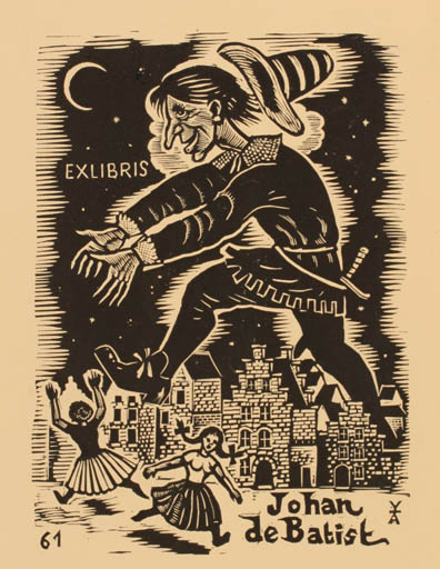 Exlibris by Antoon Vermeylen from Belgium for Johan de Batist - City 