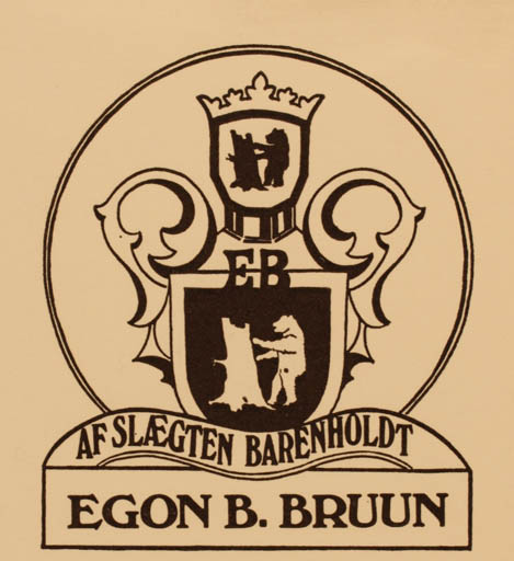 Exlibris by H. C. Bärenholdt from Denmark for Egon B. Bruun - Heraldry 