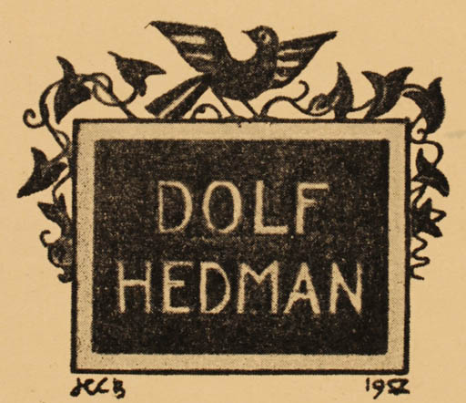 Exlibris by H. C. Bärenholdt from Denmark for Dolf Hedman - Bird 