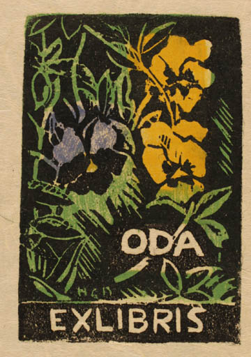 Exlibris by H. C. Bärenholdt from Denmark for ? Oda - Flower 