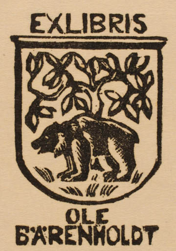 Exlibris by H. C. Bärenholdt from Denmark for Ole Bärenholdt - Fauna 