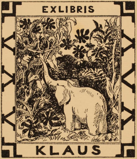 Exlibris by H. C. Bärenholdt from Denmark for ? Klaus - Fauna Forest 