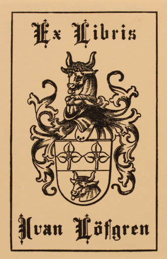 Exlibris by Johannes Britze from Denmark for Ivan Løfgren - Heraldry 