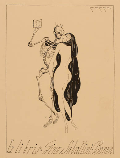 Exlibris by Alberto Coppa from Italy for Gino Sabattini Bonon - Book Woman Nude 