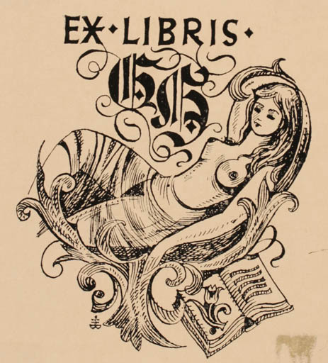 Exlibris by Herbert Bartholomäus from Germany for ? ? - Book Woman Nude 