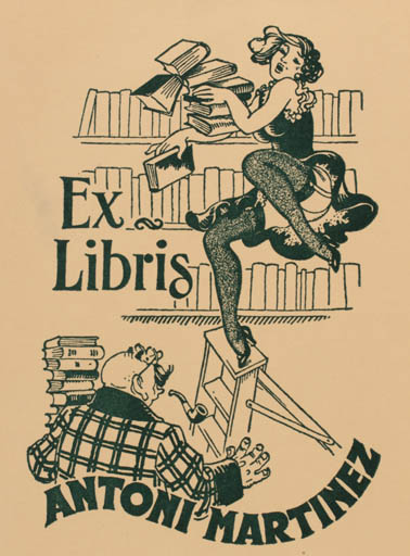 Exlibris by L Mallol from Spain for Antoni Martinez - Book Woman Man 